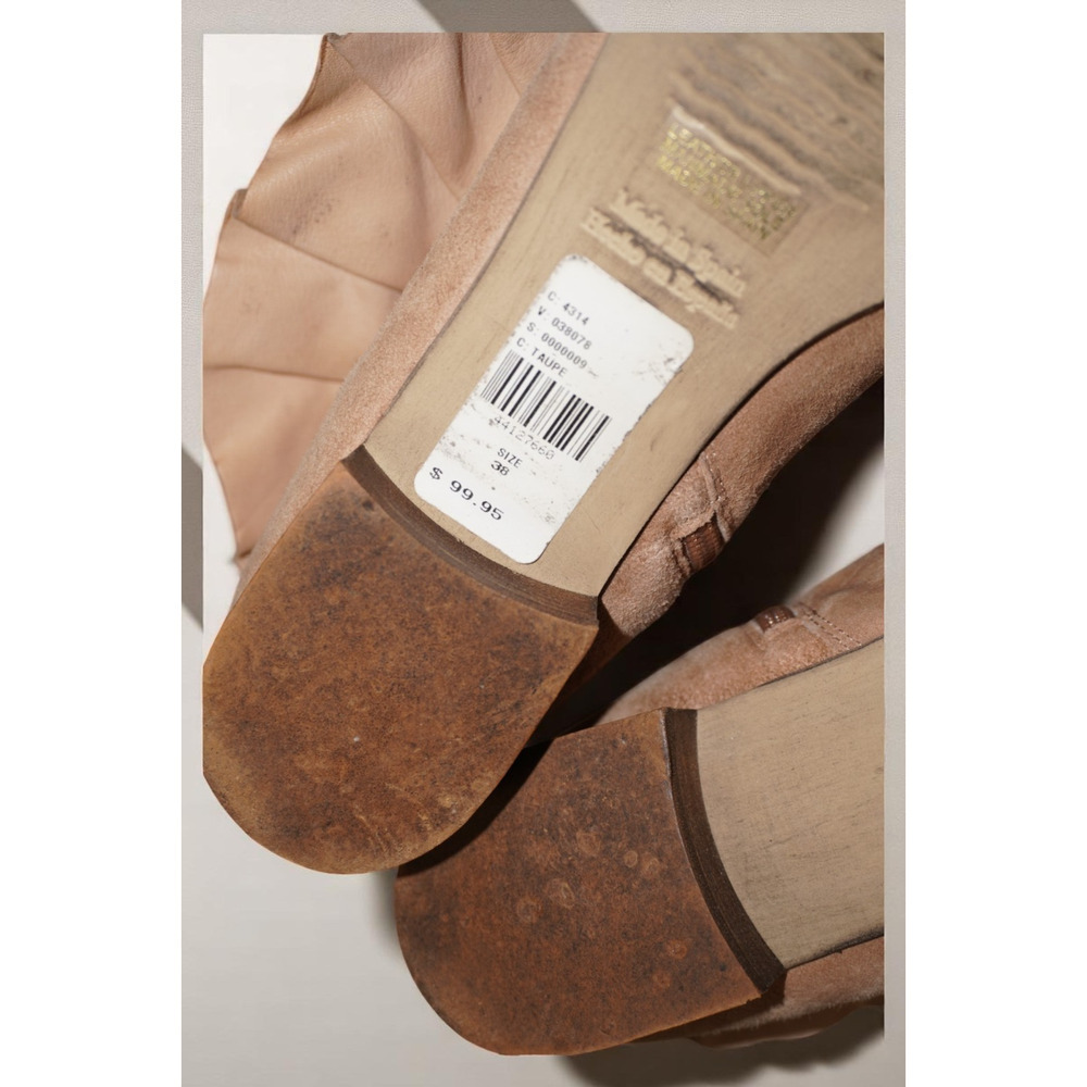 Anthropologie Suede Ruffle Ankle Boots Womens 38 Camel Boho Western - Picture 8 of 12